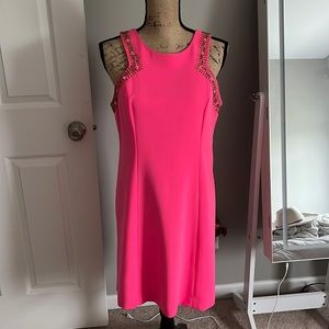 New without tag Lilly Pulitzer largo beaded shift dress in hot pink size 10